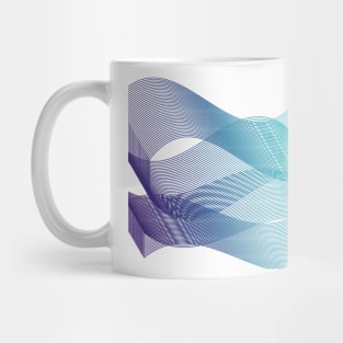 Blue Lineart minimalist geometric ocean Mug